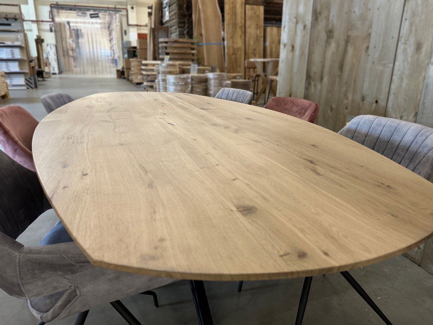 Tafelblad Deens ovaal (facet rand) - Massief eiken - 40 mm - Afbeelding 5