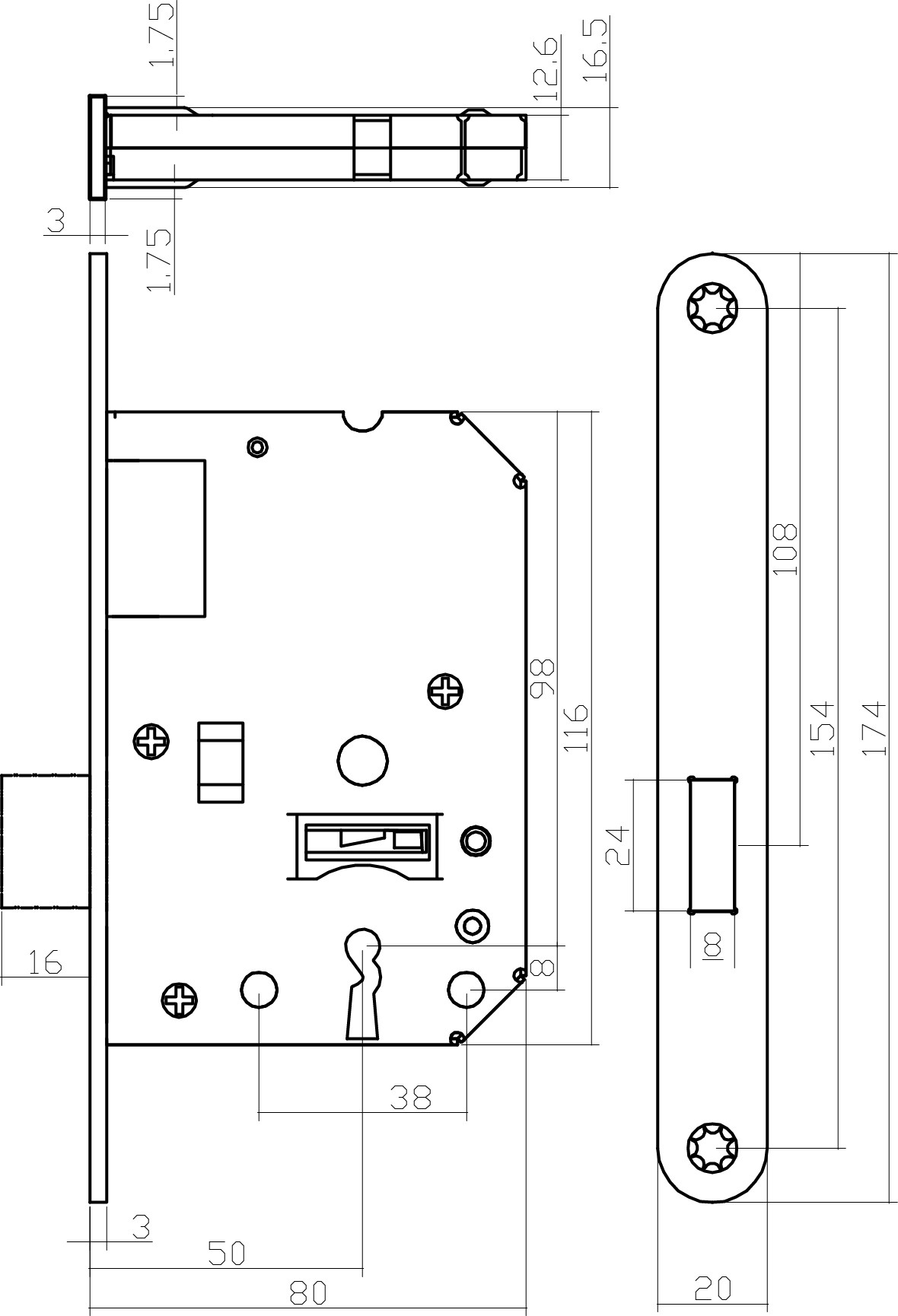 Kastslot (meterkast) - voorplaat wit of zwart - Afbeelding 4