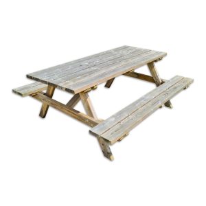 Picknicktafel geïmpregneerd. Verkrijgbaar in 180, 240 en 300 cm. Op voorraad bij Bouwie