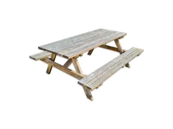 Picknicktafel geïmpregneerd. Verkrijgbaar in 180, 240 en 300 cm. Op voorraad bij Bouwie