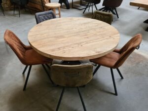 Ronde Elmwood tafel met 5 stoelen