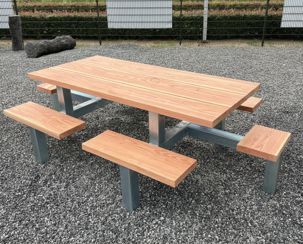 10 persoons picknicktafel frame gegalvaniseerd met douglas hout pakket