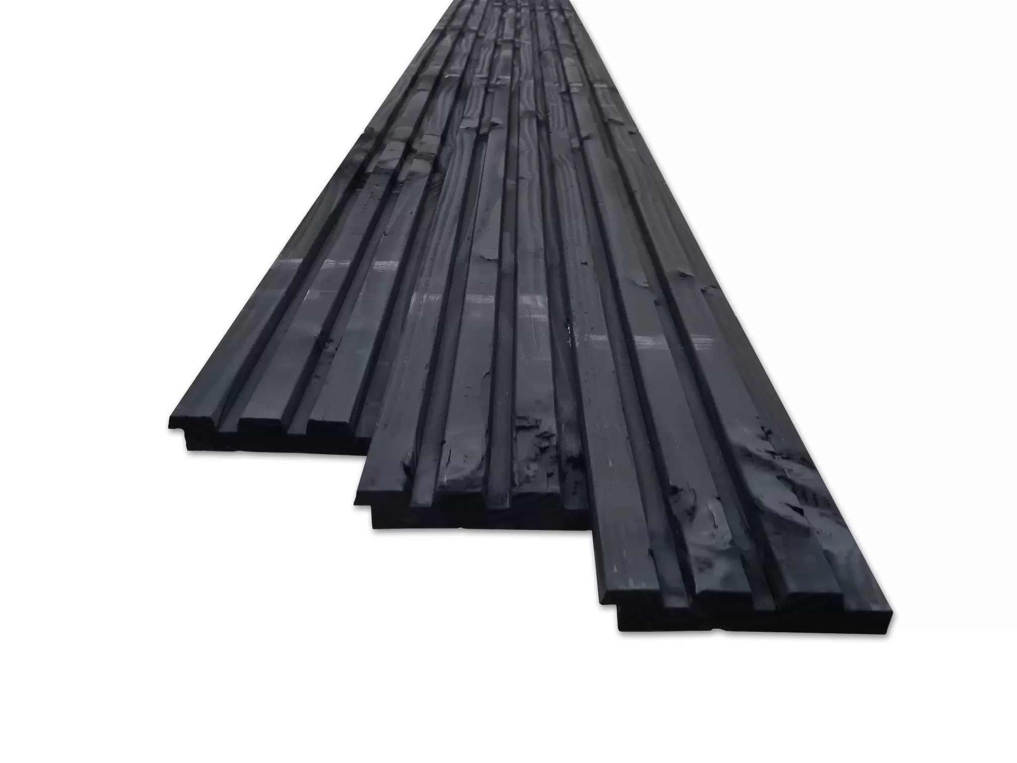 Triple Rhombus rabat - gevelbekleding voor buiten, zwart. In de trant van de populaire akoestische wandpanelen. Nu zéér scherp geprijsd bij Bouwie!