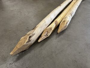 Robinia palen geschild en gepunt