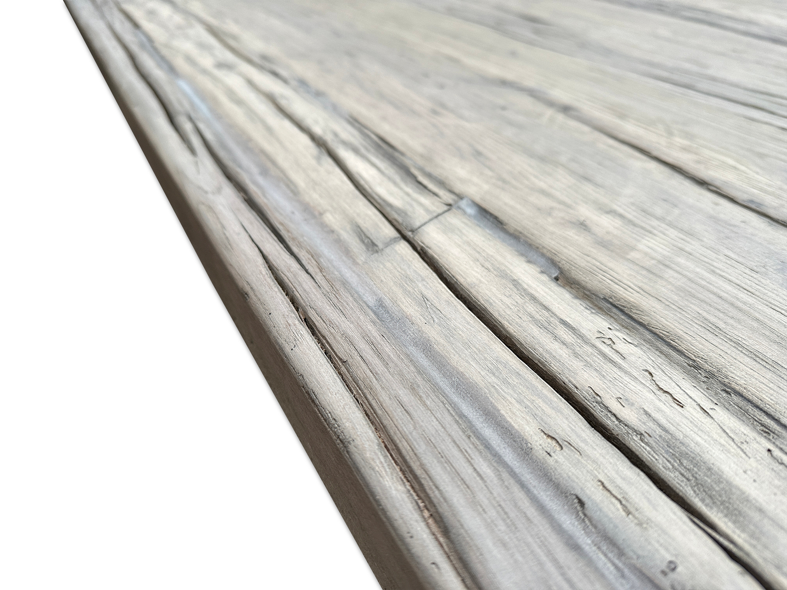 Tafelblad recht van robuust eiken, behandeld met olie antique grey wash