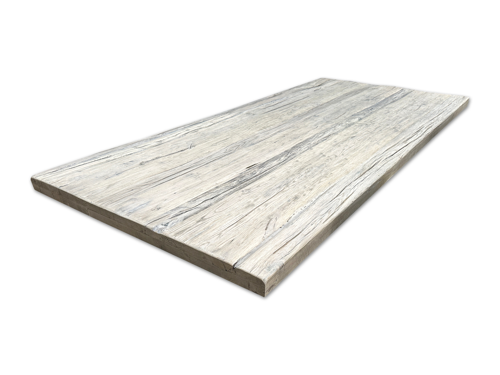 Tafelblad recht van robuust eiken, behandeld met olie antique grey wash