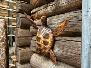 Unieke houten schildpad, handsnijwerk