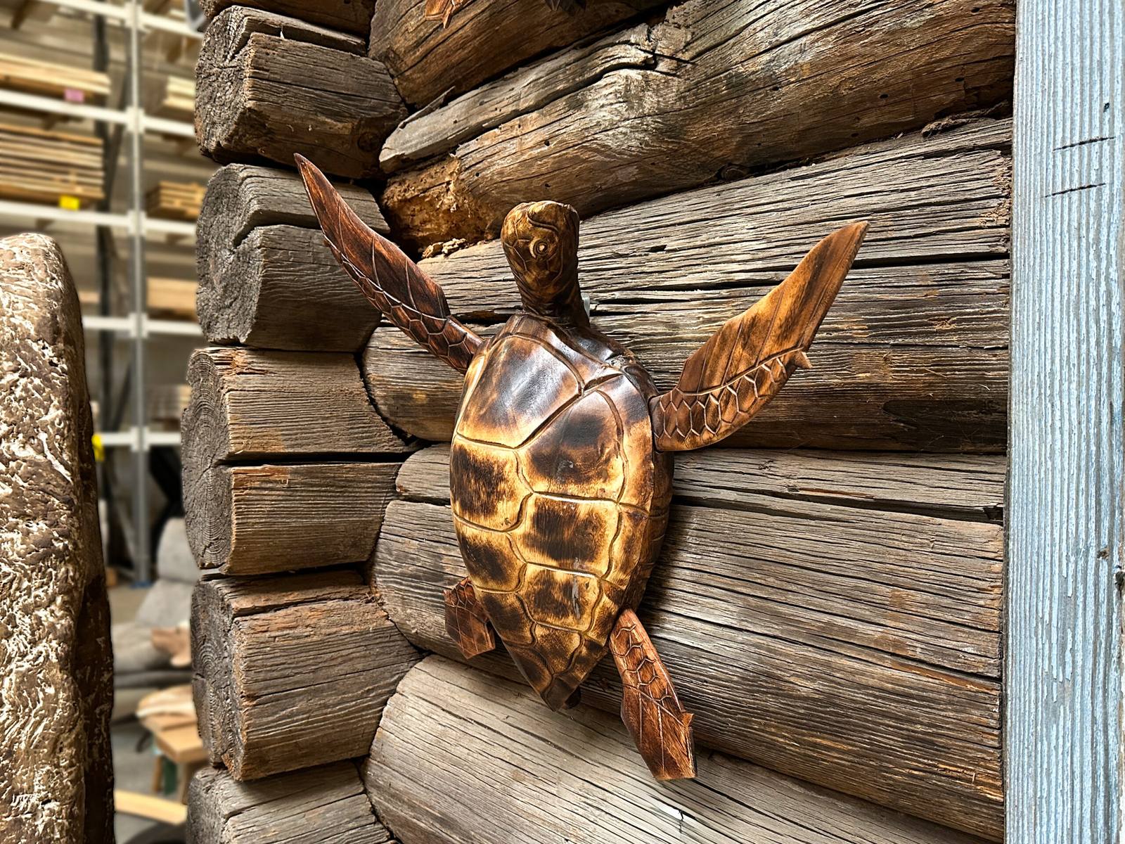 Unieke houten schildpad, handsnijwerk