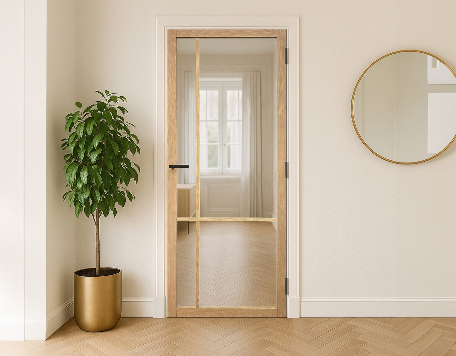 Eiken glasdeur met helder glas type varik