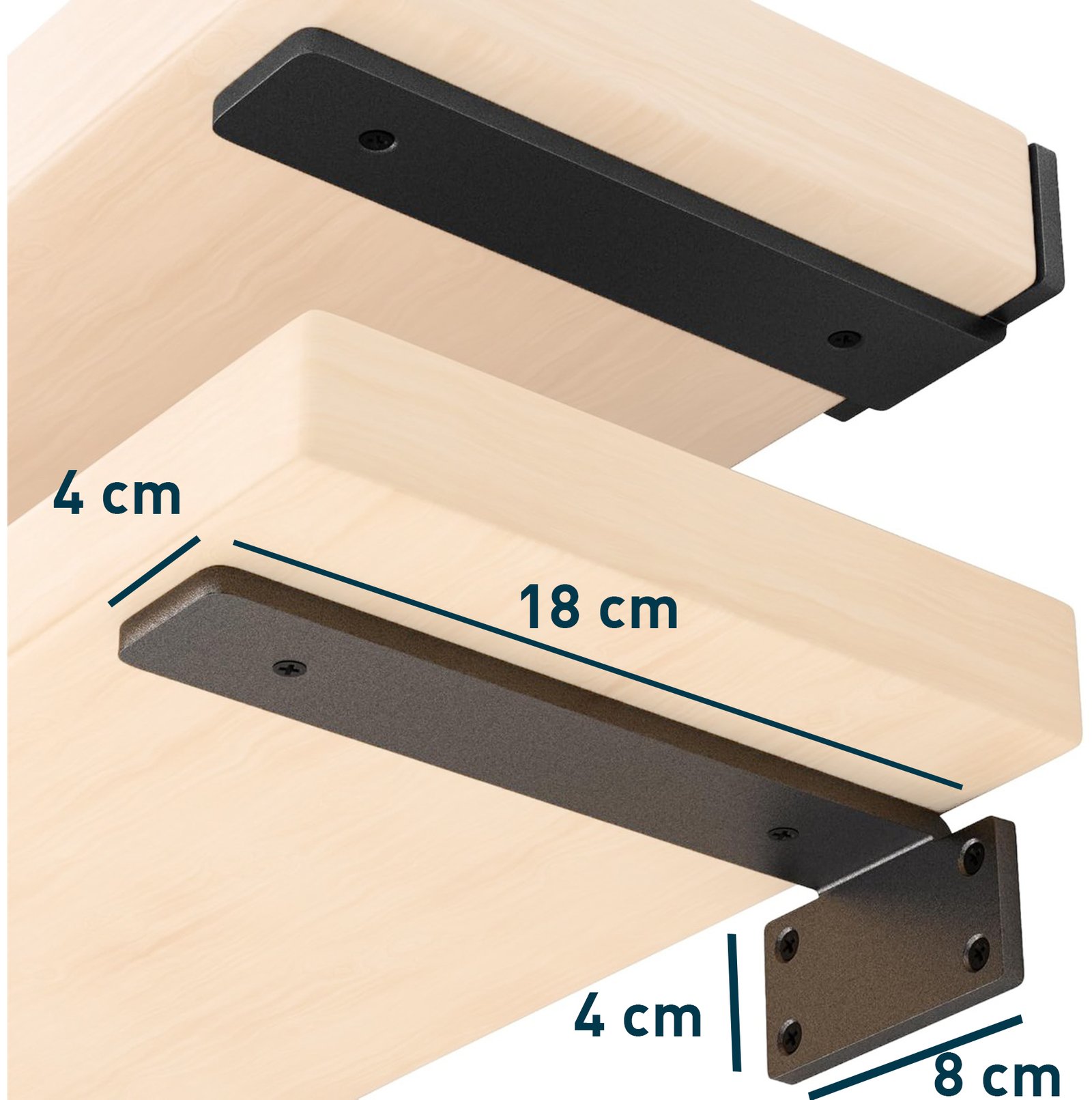 Plankdrager BOU2 - zwart metaal - Afbeelding 2