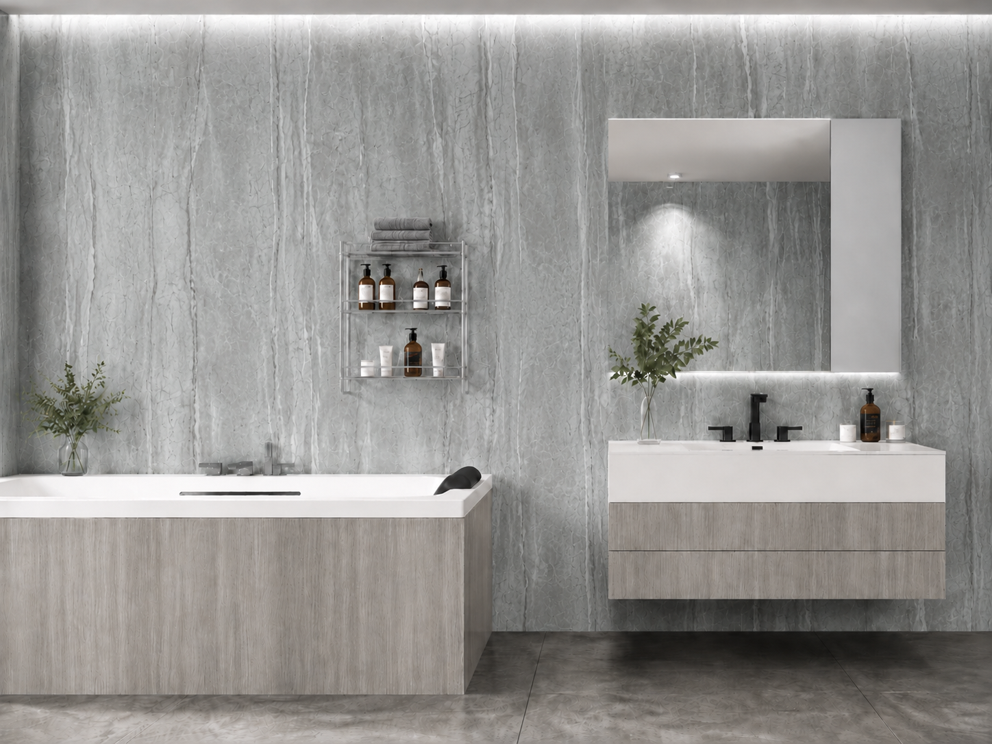 SPC Wandpaneel - Marmer Grijs - 260 x 60 cm - Mes & Groef - Waterbestendig - Afbeelding 2