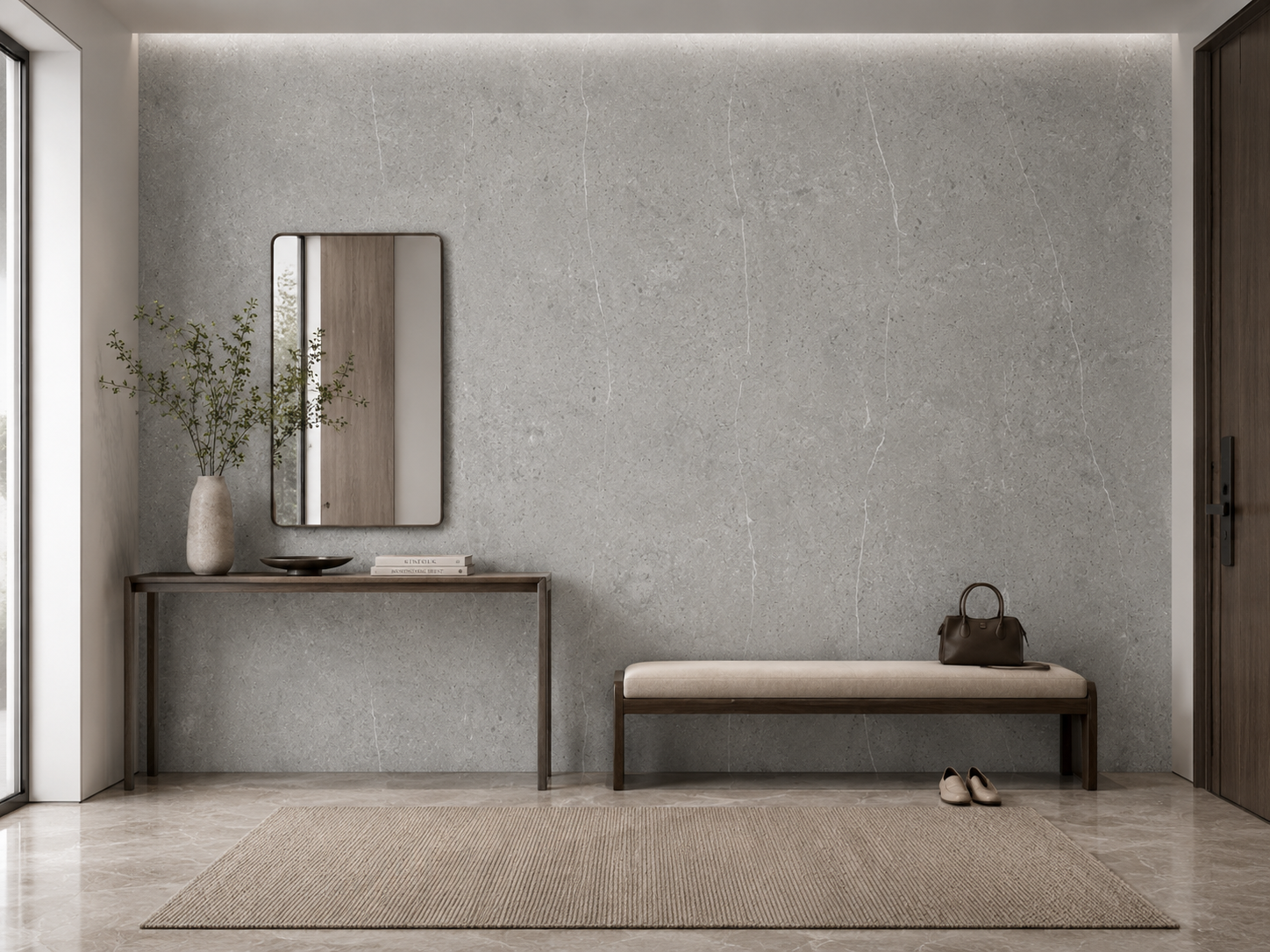 SPC Wandpaneel - Beton grijs - 260 x 60 cm - Mes & Groef - Waterbestendig - Afbeelding 2
