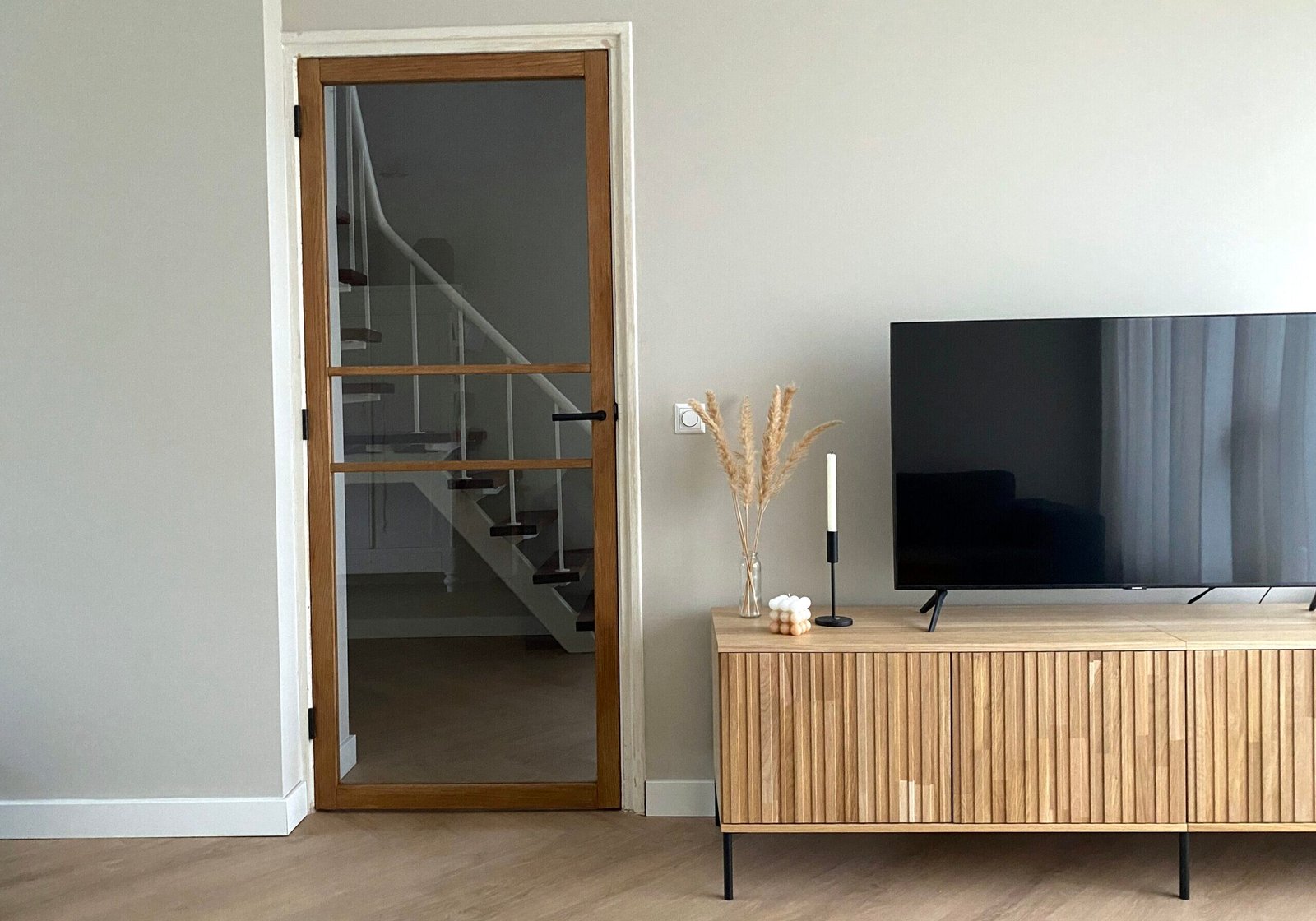 eiken glasdeur Varik, met helder glas